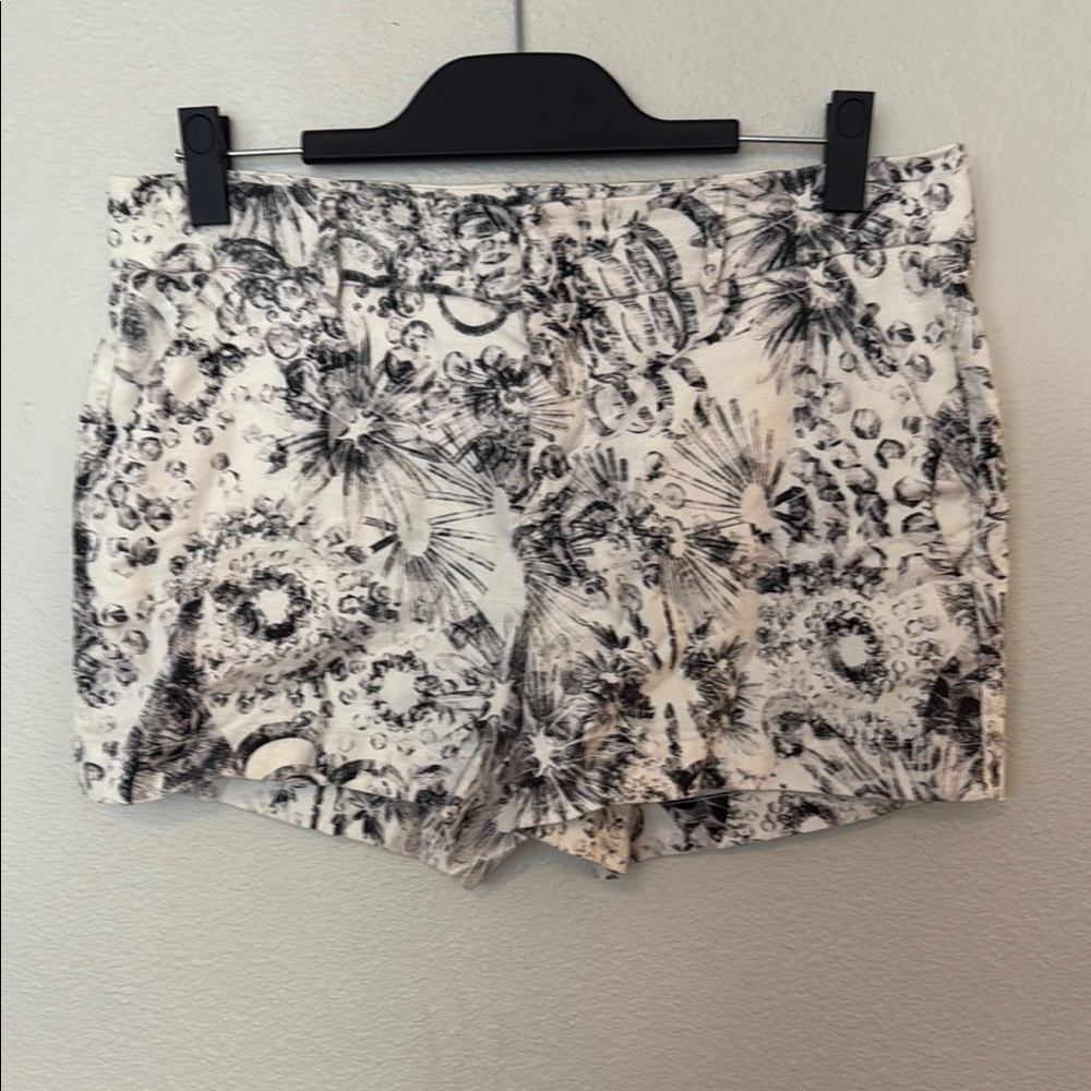 Level 99 High Waist Black and White Floral Shorts